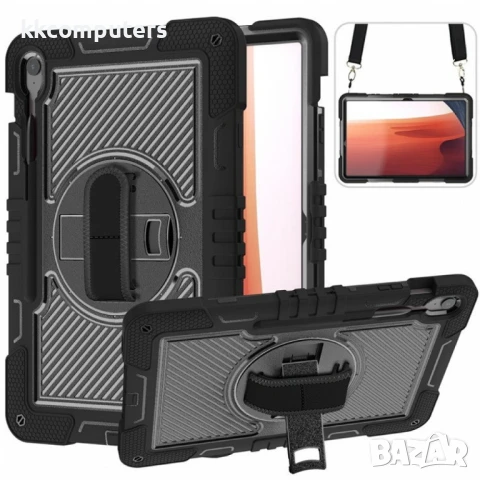 Samsung Galaxy Tab S10 FE+ Защитен Калъф със Стойка, Рамо-Колан и Скрийн Протектор – Черен, Червен, , снимка 6 - Калъфи, кейсове - 50845584