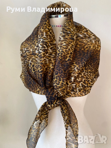 Квадратен шал/ кърпа за глава от коприна, сатен, вискоза, снимка 16 - Шалове - 52200212