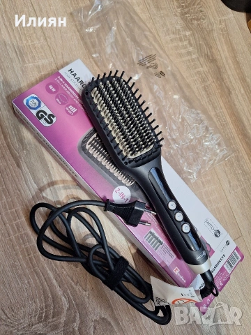 Електрическа четка за изправяне на коса 2 в 1 с дисплей, снимка 2 - Преси за коса - 53844197