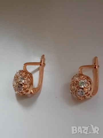 Руски златни обеци малинки, снимка 2 - Обеци - 52509270