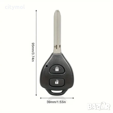 Кутийка за ключ 2 бутона за Toyota Corolla,Avensis, Yaris, RAV4 и др, ​с острие TOY 43, снимка 3 - Аксесоари и консумативи - 50621778
