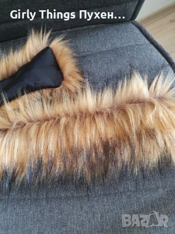 НОВО Кафява яка Еко косъм. 75 см.и 1 м. Пух за качулка Дълъг Изкуствен.Якичка/пухче , снимка 5 - Шалове - 39460271