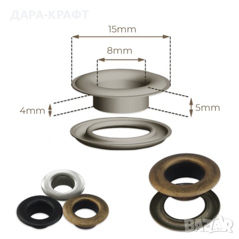 Комплект за поставяне на капси - матрица, замба и месингова подложка + капси с шайби, снимка 9 - Други инструменти - 42324015