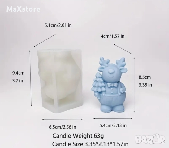 3D Елен с елха силиконов молд форма свещи гипс сапун смола фондан шоколад , снимка 6 - Форми - 52358235