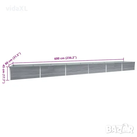 vidaXL Градинска висока леха поцинкована стомана 600x80x45 см сива, снимка 7 - Саксии и кашпи - 56147590