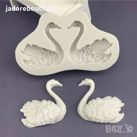 Силиконов молд лебеди два лебеда, снимка 1
