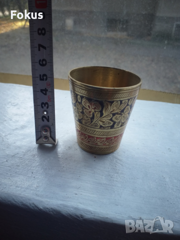 Чашка бронз месинг емайл, снимка 6 - Антикварни и старинни предмети - 36215247