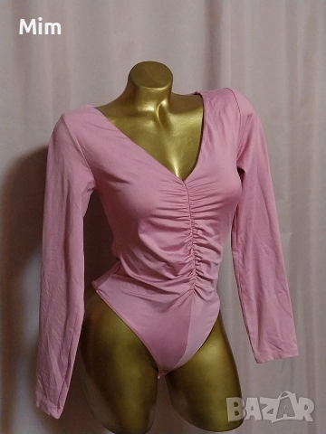 M Розово боди с дълъг ръкав , снимка 2 - Блузи с дълъг ръкав и пуловери - 52716851