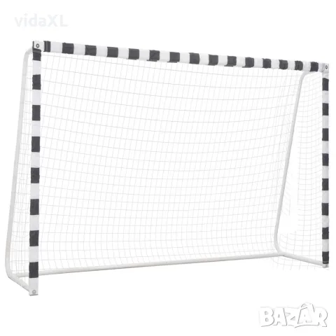 vidaXL Футболна врата, 300x200x90 см, метал, черно и бяло