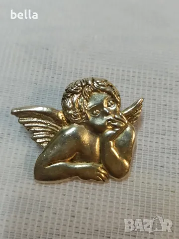 СТАРА ФРЕНСКА ПОСРЕБРЕНА БРОШКА,ЗНАЧКА -АНГЕЛ