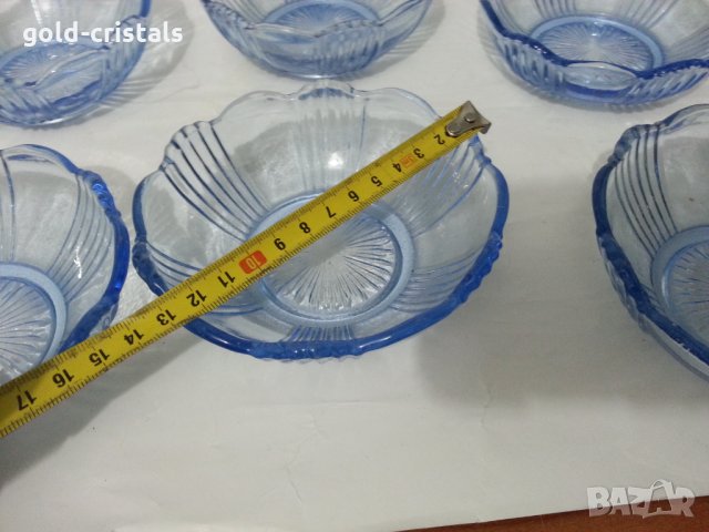 Стъклени купички цветно синьо стъкло, снимка 3 - Чинии - 36006535