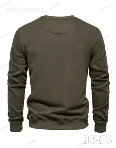 Мъжки свободен едноцветен ежедневен суичър с кръгло деколте, 8цвята , снимка 3 - Суичъри - 48002884