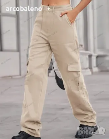 Дамски едноцветни ежедневни извънгабаритни хипстърски карго панталони, 5цвята , снимка 17 - Панталони - 47771967