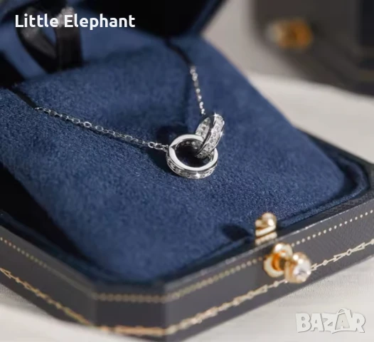 Сребърно колие с кристали,white cristals бранд/ново, снимка 1