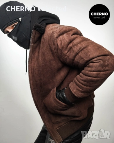 Мъжко бомбър яке от естествена кожа SELECTED HOMME NORTON Lamb Shearling Bomber Jacket – L•M - НОВО, снимка 4 - Якета - 53685679