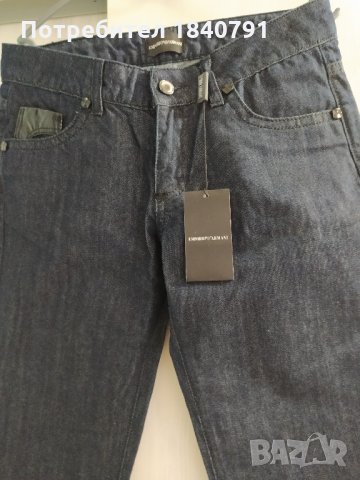 НОВИ дамски дънки Emporio Armani – кожени детайли, дълги – размер 28, снимка 2 - Дънки - 34450617