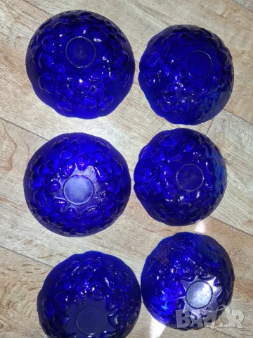 Синьо стъкло 6 бр. купучки/ на ягоди/, снимка 12 - Сервизи - 51236195