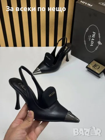 Prada Елегантни Дамски Обувки На Ток И С Метално Връхче И Каишка На Петата Код SEM-536, снимка 6 - Дамски обувки на ток - 55874356