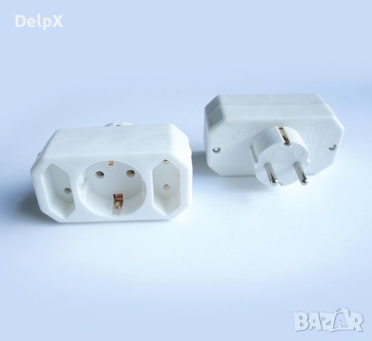 Разклонител за контакт 3-ка без кабел бял 220V 2,5A/16A, снимка 1