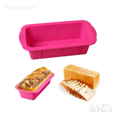 1893 Правоъгълна силиконова форма за печене на кекс или хляб, снимка 2 - Форми - 44238283