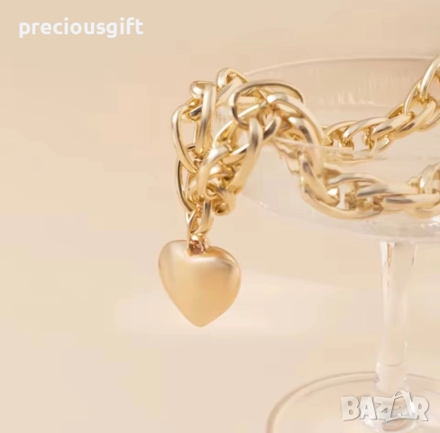 Масивен синджир със сърце, снимка 5 - Колиета, медальони, синджири - 52913144