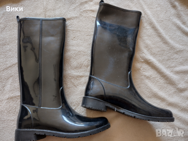 Черни гумени ботуши made in italy, снимка 5 - Дамски ботуши - 36239847