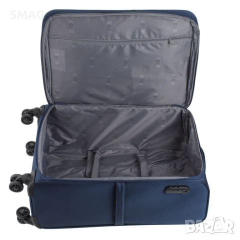 Куфар с колелца за пътуване, тъмносин с външни отделения, 44 л._1239390, снимка 6 - Куфари - 52200120