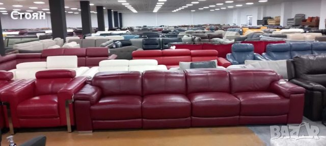 Голям червен кожен диван с електрически релакс механизъм "Laurence", снимка 8 - Дивани и мека мебел - 40282832