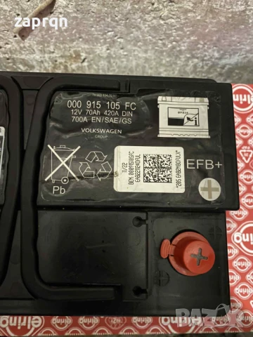 Нов акумулатор Варта/Varta EFB 70 ам/ч 700 А на VW оригинален с гаранция, снимка 4 - Части - 51360684