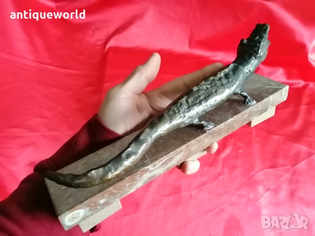 Уникална Авторска Бронзова Пластика КРОКОДИЛ , снимка 7 - Антикварни и старинни предмети - 36062529