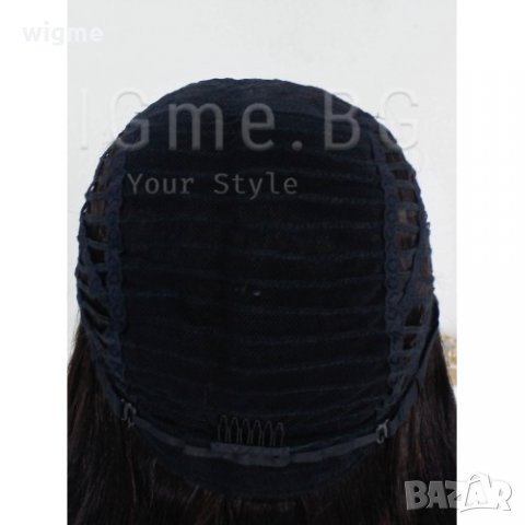 Средна дължина шоколадово кестенява перука от ЕСТЕСТВЕН косъм Селена, снимка 7 - Аксесоари за коса - 34515438