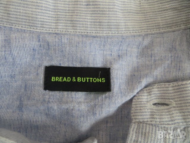 Мъжка ленена риза с дълъг ръкав Bread & Buttons, снимка 4 - Ризи - 41085780