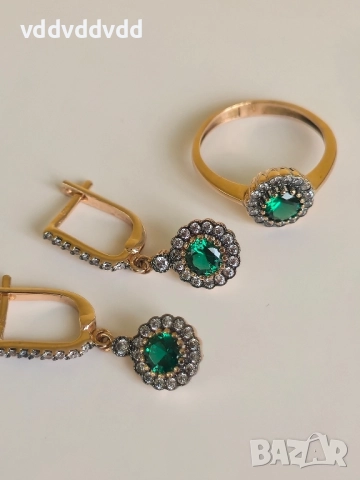 Златен пръстен и златни обеци 14 карата 585, снимка 10 - Колиета, медальони, синджири - 51810036