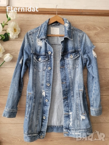 Дълго дънково яке , снимка 5 - Якета - 52074531