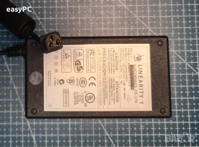 Оригинален захранващ адаптер LINEARITY 1 ELECTRONICS LAD6019AC3 15V 4A, снимка 3 - Принтери, копири, скенери - 47761023