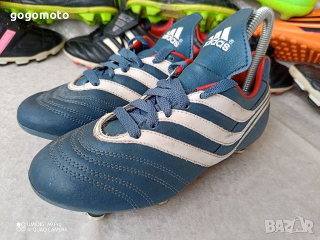 adidas® original, КАТО НОВИ, N- 33 - 34, сини футболни обувки бутонки, калеври,вратарски бутонки, GO