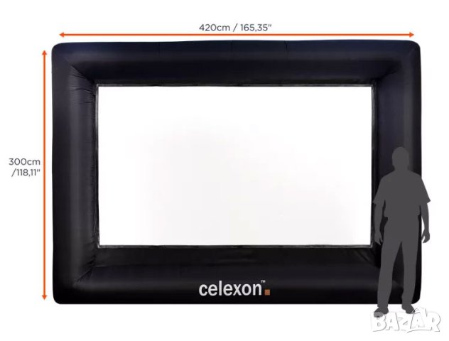 Надуваем екран за проектор Celexon INF200 139", 16:9, 310x174 см, снимка 6 - Плейъри, домашно кино, прожектори - 41082786