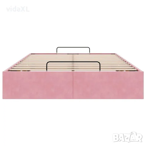 vidaXL Османска рамка за легло без матрак, розова, 120x200 см, кадифе, снимка 7 - Спални и легла - 56146969
