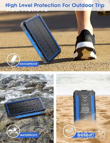  Power Bank 36000mAh, DJROLL Qi безжично зарядно устройство, соларно преносимо слънчево зарядно, снимка 4 - Външни батерии - 47609831