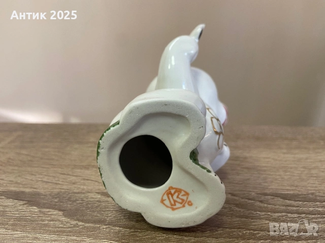 Порцеланова статуетка „Олимпийското мече – автомобилен спорт“ — Коростен, винтидж, снимка 3 - Антикварни и старинни предмети - 53238979