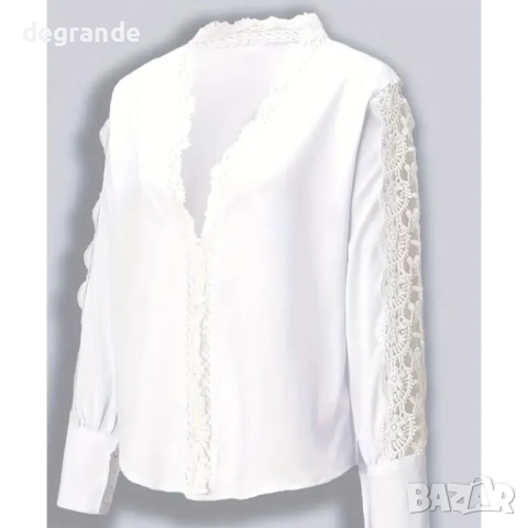 Бала Блуза с дантела по ръкавите, снимка 3 - Блузи с дълъг ръкав и пуловери - 51557432