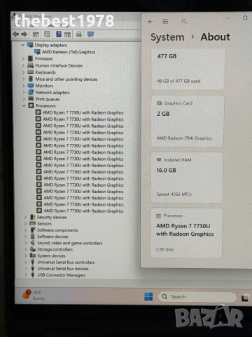 Lenovo Yoga 6 Gen 8`Ryzen 7-7730U/16GB RAM/512GB SSD/WUXGA/Бат 17ч, снимка 9 - Лаптопи за работа - 53816946