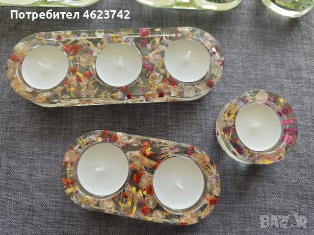 Свещник от епоксидна смола, снимка 2 - Декорация за дома - 52122853