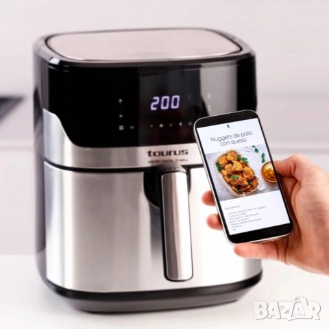 Мощен Air Fry Taurus Digital 7S Wall –  1600W с 6,5L обем и иновативен разделител за готвене без сме, снимка 5 - Друга електроника - 51896301