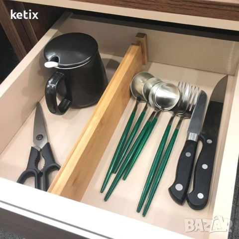 Разделител за чекмеджета с регулируем дизайн, бамбук,6бр., снимка 5 - Други стоки за дома - 53040703