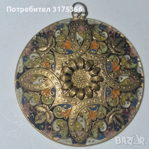 Старинна  руска брошка с емайл, снимка 1 - Други - 44531785