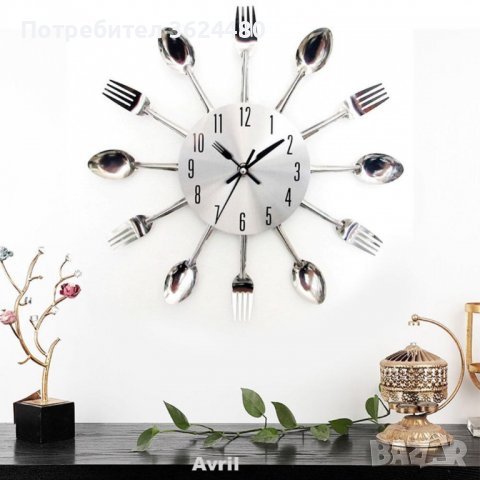 Модерен кухненски стенен часовник вилици и лъжици Декор за кухня, снимка 6 - Стенни часовници - 39975834