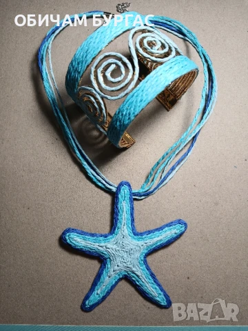 НОВ ПРЕКРАСЕН ЛЕТЕН КОМПЛЕКТ ОТ КОЛИЕ И ГРИВНА В МОРСКИ ЦВЕТОВЕ, снимка 2 - Бижутерийни комплекти - 51345763