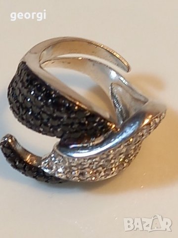 Отворен сребърен пръстен с камъни , снимка 2 - Пръстени - 39610679