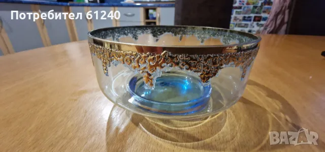 Продавам кристална купа със златен обков, снимка 1